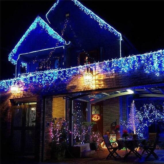 Instalatie pentru Craciun perdea luminoasa 4m, 196 led-uri : Set - 1 bucata, Tip lumina - Calda, Tip lumina (tm): RGB-multicolor, Set (tm): 5 buc - 4- Roveli