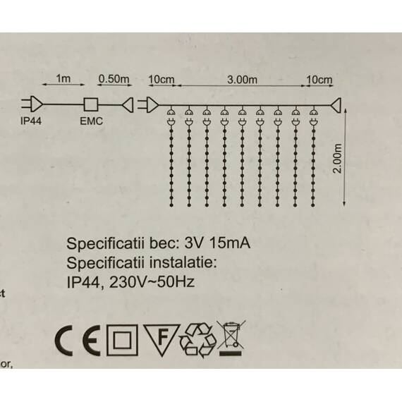 Instalatie pentru Craciun perdea luminoasa 3m/2m, 240 led-uri lumina multicolor : Set - 1 bucata, Set (tm): 2 buc - 6- Roveli