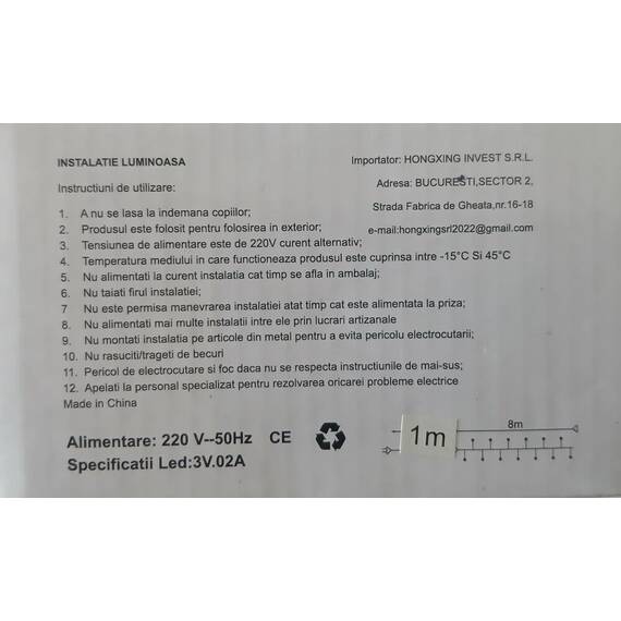 Instalatie luminoasa tip snur cu 100 LED-uri, pentru Craciun, lungime 8 m, lumina mov : Set - 2 bucati, Set (tm): 2 buc - 8- Roveli