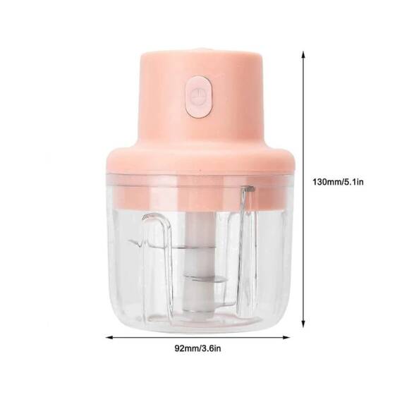 Tocator Electric pentru Alimente, Portabil, 100ml, Rezistent la apa, Incarcare USB : Culoare - roz, Culoare (tm): roz - 3- Roveli