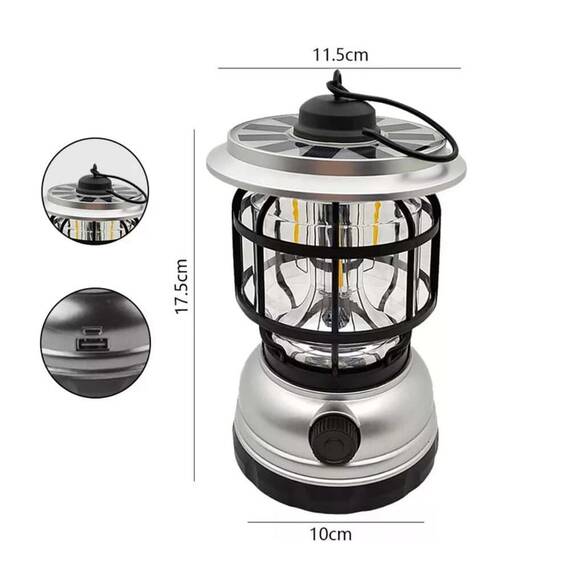 Lampa solara, portabila, de camping, cu LED, reincarcabila USB : Culoare - maro, Set - 1 bucata, Culoare (tm): maro, Set (tm): 1 buc - 4- Roveli