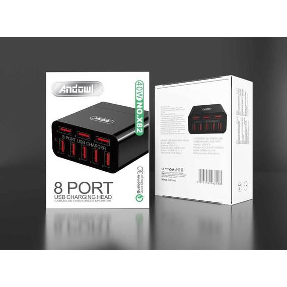 Adaptor priza X82, cu 8 porturi USB, Qualcomm 3.0, 40W - 4- Roveli