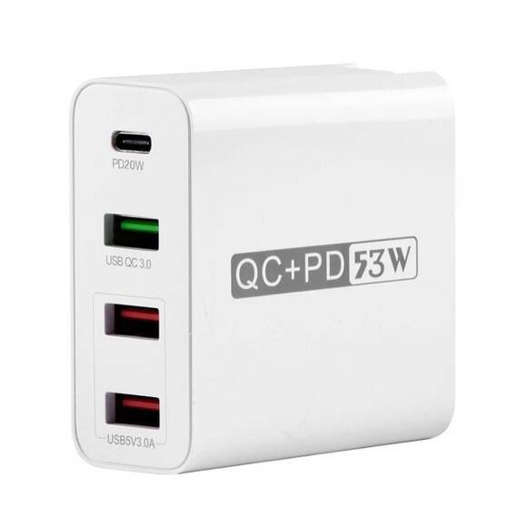 Adaptor PD+QC3.0 4 porturi Ieșire USB, Culoare (tm): alb - 6- Roveli