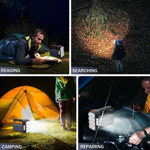 Lanterna LED, cu incarcare solara si USB, 3 moduri, 11 leduri, Culoare (tm): negru - 7- Roveli