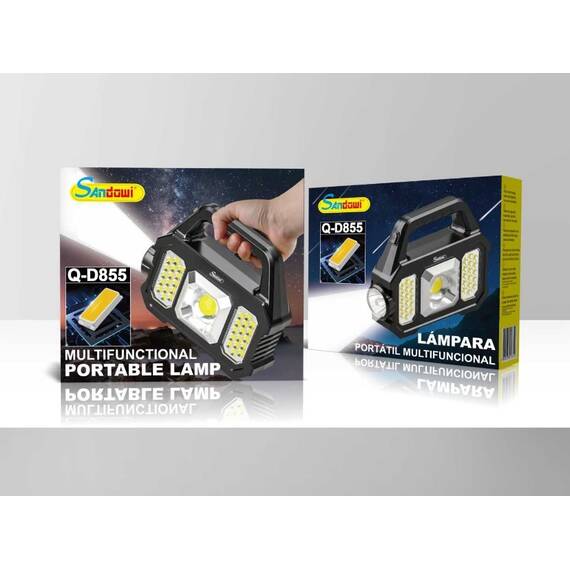 Lanterna solara cu proiector lateral COB si incarcare USB : Culoare - auriu, Culoare (tm): auriu - 5- Roveli