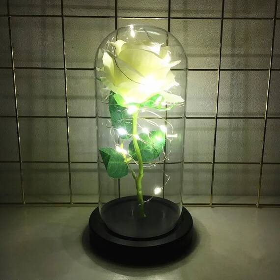 Ornament de trandafir artificial cu leduri : Culoare - rosu, Culoare (tm): galben - 2- Roveli