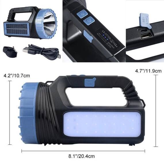 Lanterna solara cu 5 moduri de utilizare, incarcare solara, powerbank : Set - 1 buc, Set (tm): 1 buc - 7- Roveli