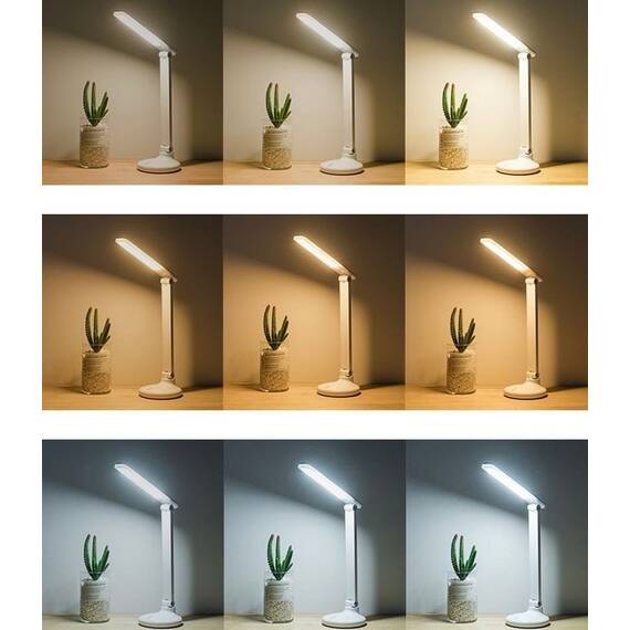 Lampa de birou LED cu protectie pentru ochi, reglabilă, port de încărcare USB, 3 moduri de iluminare : Culoare - alb, Culoare (tm): alb - 3- Roveli