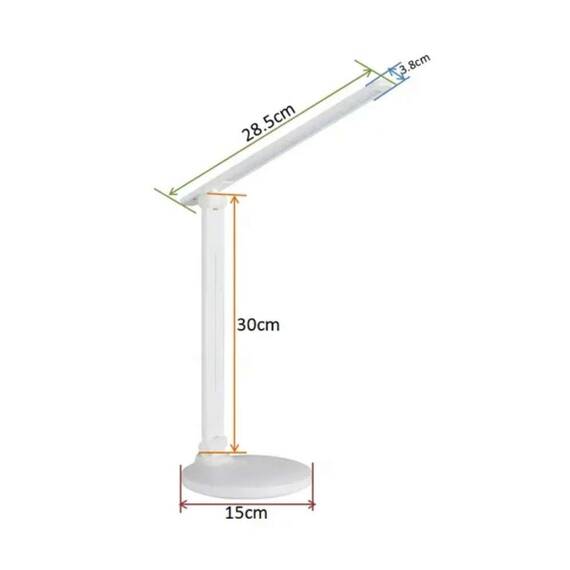 Lampa de birou LED cu protectie pentru ochi, reglabilă, port de încărcare USB, 3 moduri de iluminare : Culoare - alb, Culoare (tm): alb - 6- Roveli