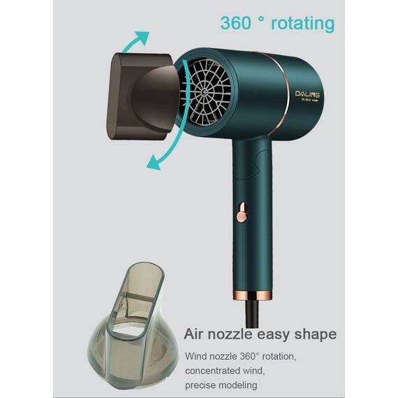 Uscator de par cu funcție Cool Shot, 1400W : Culoare - verde, Culoare (tm): verde - 9- Roveli