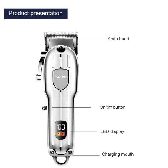 Aparat de tuns LCD cu afisaj digital, reincarcablil : Culoare - argintiu, Culoare (tm): negru - 2- Roveli