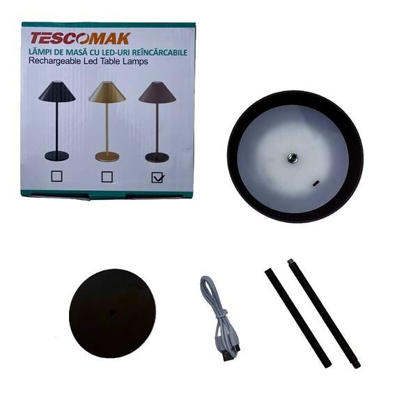 Lampa de masa touch led reincarcabila cu tija telescopica : Culoare - negru, Culoare (tm): maro - 11- Roveli