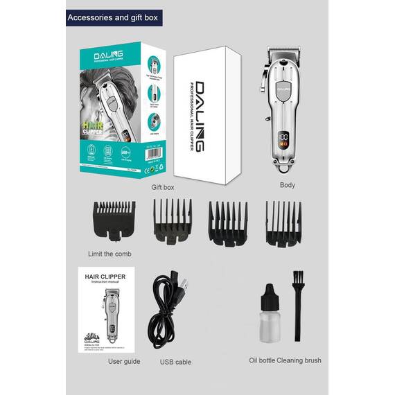 Aparat de tuns LCD cu afisaj digital, reincarcablil : Culoare - argintiu, Culoare (tm): argintiu - 10- Roveli