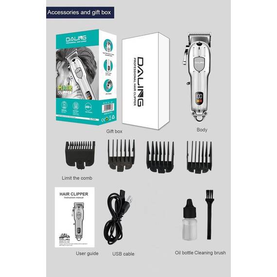 Aparat de tuns LCD cu afisaj digital, reincarcablil : Culoare - argintiu, Culoare (tm): negru - 11- Roveli