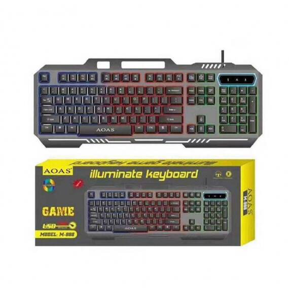 Tastatura cu fir, iluminare RGB, gaming : Culoare - negru, Culoare (tm): negru - 3- Roveli