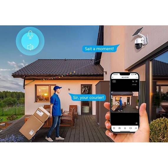 Camera de supraveghere, solara, WIFI + card microsd 128g : Culoare - alb, Culoare (tm): alb - 7- Roveli