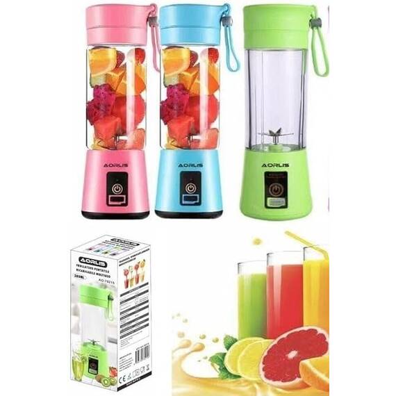 Mini blender electric portabil cu incarcare usb 380ml : Culoare - roz, Culoare (tm): roz - 2- Roveli