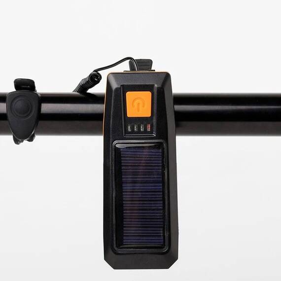 Lampa pentru Bicicleta LY-17 cu Incarcare Solara : Culoare - negru/portocaliu, Culoare (tm): negru/portocaliu - 5- Roveli