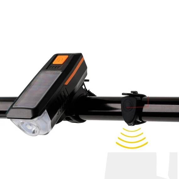 Lampa pentru Bicicleta LY-17 cu Incarcare Solara : Culoare - negru/portocaliu, Culoare (tm): negru/portocaliu - 3- Roveli