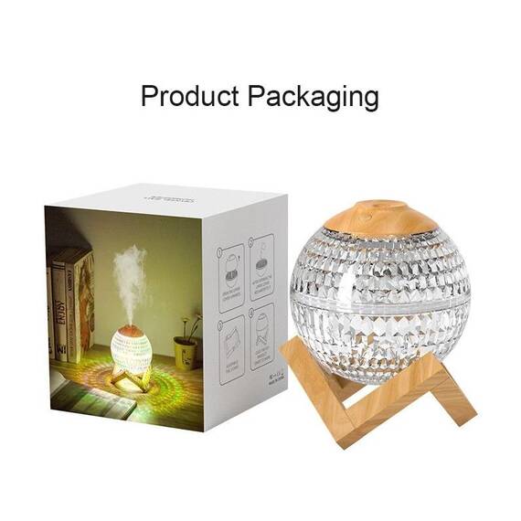 Umidificator cu ultrasunete USB, difuzor de arome, cu LED, minge de cristal, 350 ml, Tip lumina (tm): RGB-multicolor - 9- Roveli