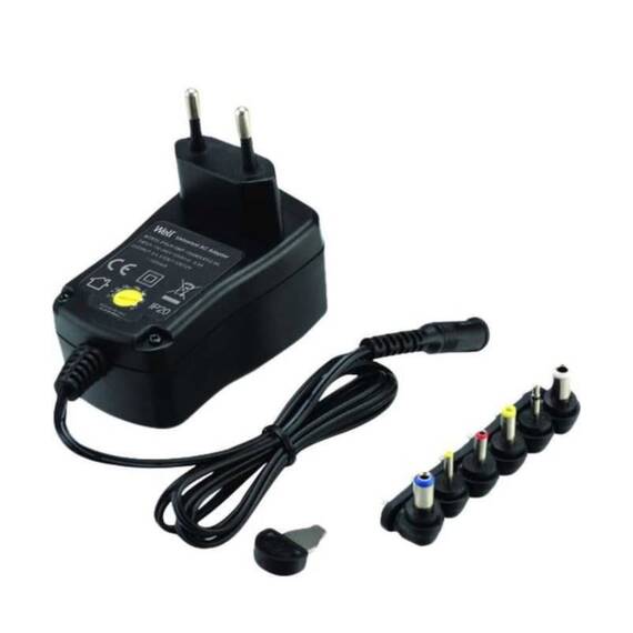 Alimentator universal adaptor AC/DC cu 6 capete, 30 W, Culoare (tm): negru - 6- Roveli