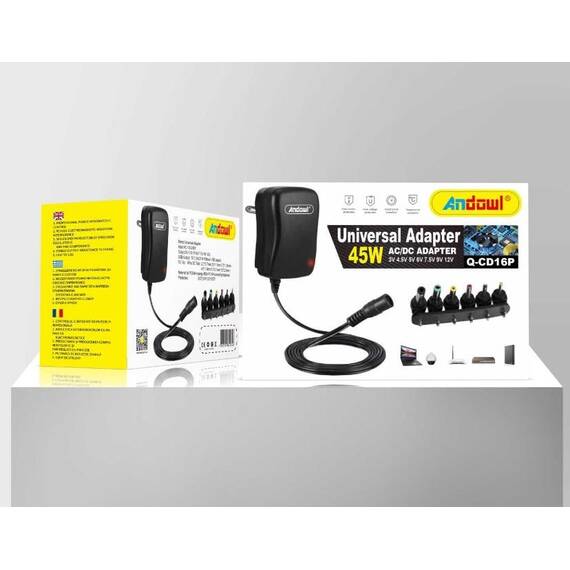 Alimentator universal adaptor AC/DC cu 6 capete, 30 W, Culoare (tm): negru - 2- Roveli