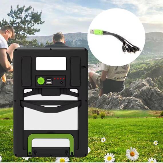 Panou solar 20W cu acumulator 2400mAh, portabil, cu cabluri de incarcare device-uri : Putere - 20W - 4- Roveli
