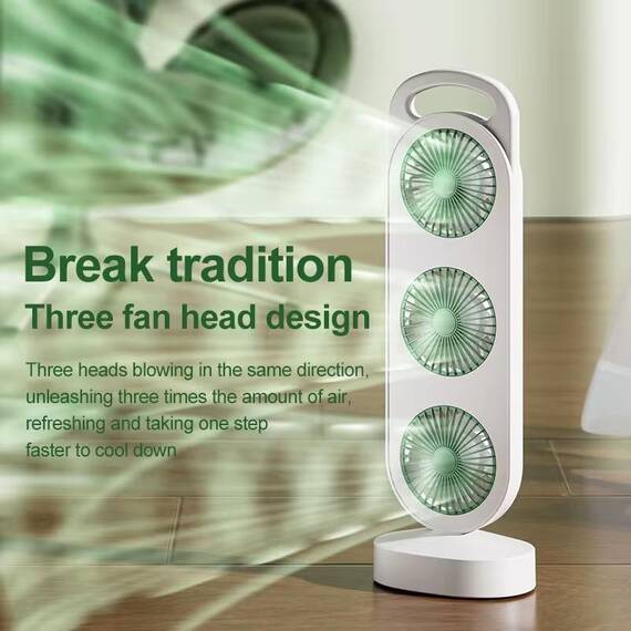 Ventilator de birou portabil cu 3 capete, reincarcabil prin USB : Culoare - portocaliu, Culoare (tm): portocaliu - 2- Roveli