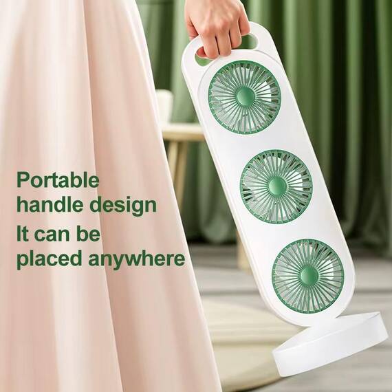 Ventilator de birou portabil cu 3 capete, reincarcabil prin USB : Culoare - portocaliu, Culoare (tm): portocaliu - 5- Roveli