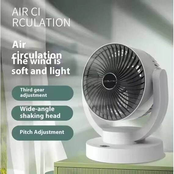 Ventilator de circulatie a aerului, reincarcabil, 3 viteze : Culoare - alb, Culoare (tm): alb - 2- Roveli
