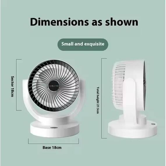 Ventilator de circulatie a aerului, reincarcabil, 3 viteze : Culoare - alb, Culoare (tm): alb - 5- Roveli