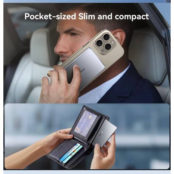 Incarcator wireless magnetic, metalic, ultra-subtire de 20W, putere mobila 5000mAh : Culoare - gri, Culoare (tm): gri - 7- Roveli