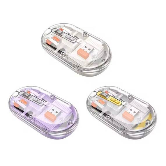 Mouse Conexiune Bluetooth si Wireless 2.4G si BT, 300mAh, Conector USB, DPI ajustabil : Culoare - mov, Culoare (tm): gri - 4- Roveli