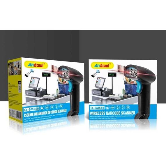Scaner Coduri de Bare wireless, 1D, 2D si QR, Q-SM55B : Culoare - negru/albastru, Culoare (tm): negru/albastru - 2- Roveli