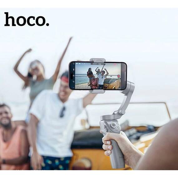 Suport telefon cu Stabilizator 3 axe tip Gimbal Hoco K24, Bluetooth 5.2, 3600mAh : Culoare - gri, Culoare (tm): gri - 4- Roveli