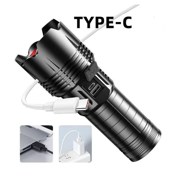 Lanterna profesionala de mana W552A, putere de 2000 lumeni : Culoare - negru, Culoare (tm): negru - 3- Roveli