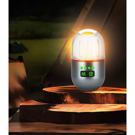 Lanterna mini de camping, multifunctionala, reincarcabila, cu baza magnetica si trepied : Culoare - negru, Culoare (tm): negru - 6- Roveli