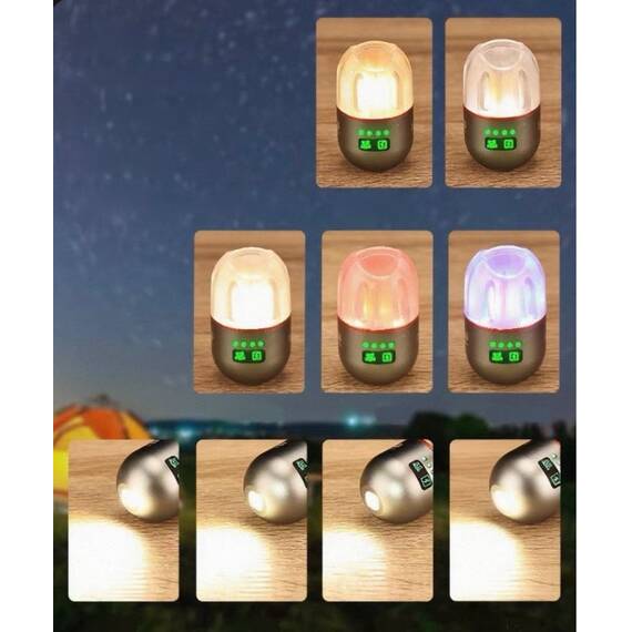 Lanterna mini de camping, multifunctionala, reincarcabila, cu baza magnetica si trepied : Culoare - negru, Culoare (tm): negru - 12- Roveli