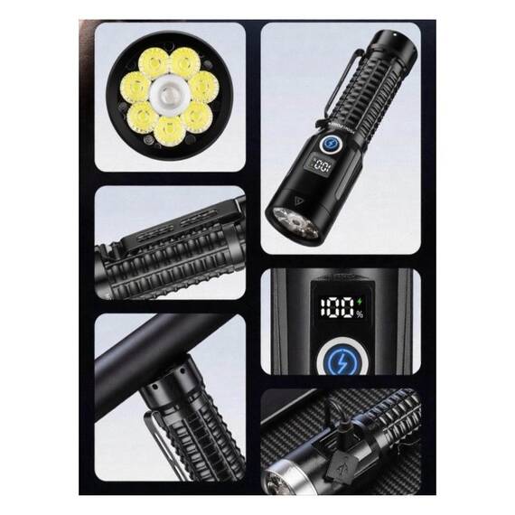 Lanterna LED YEMAO YM-F701 cu laser verde, raza de actiune 500m, 3000lm : Culoare - negru, Culoare (tm): negru - 7- Roveli