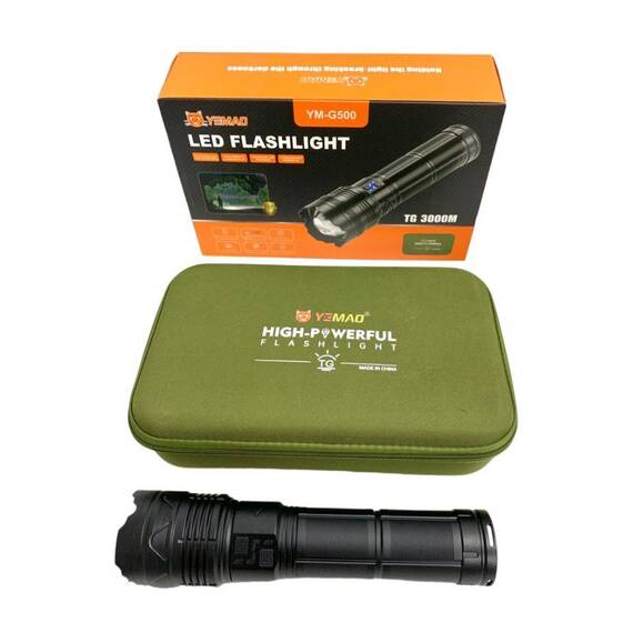 Lanterna de vanatoare tactica cu LED TG-90, YM-G500, raza de actiune 3000m actiune : Culoare - negru, Culoare (tm): negru - 19- Roveli