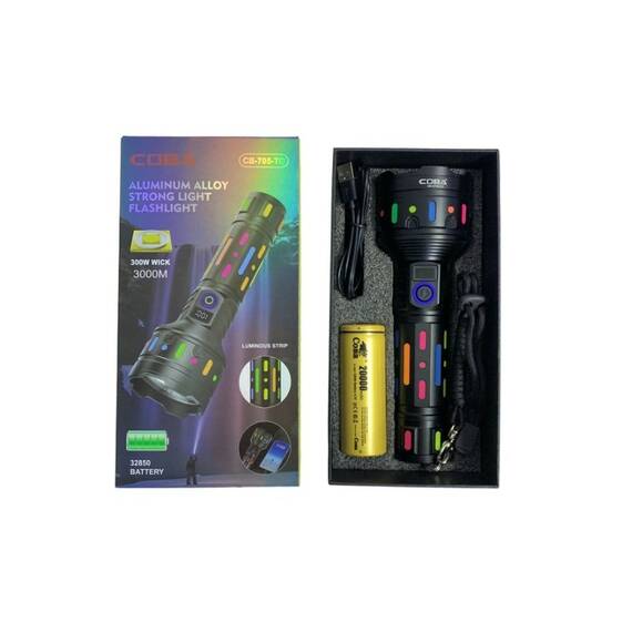 Lanterna cu led puternic Coba CB 705 TG din aliaj de aluminiu, lungime 20cm : Culoare - negru - 17- Roveli