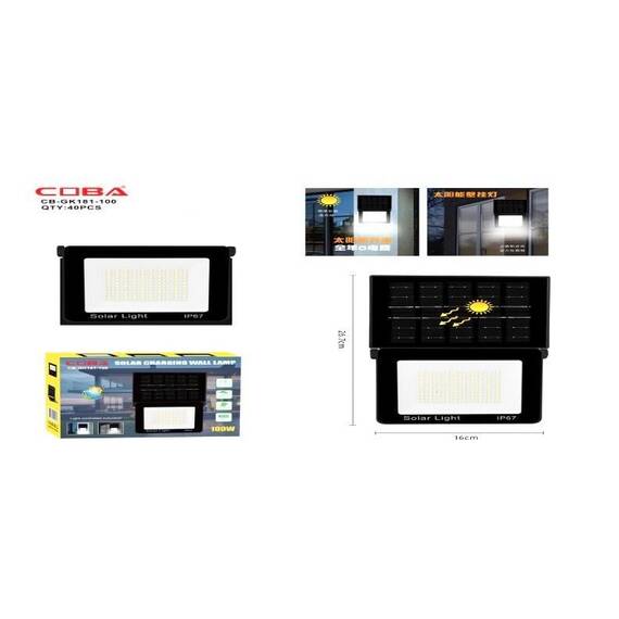Lampa solara de perete LED, pentru exterior, IP67 : Putere - 100 W - 8- Roveli
