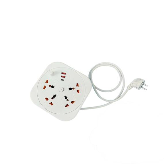 Prelungitor de calatorie, 4 Prize / 2 USB A / 1 USB C, 2m, 10A, 250V : Culoare - bleu - 3- Roveli