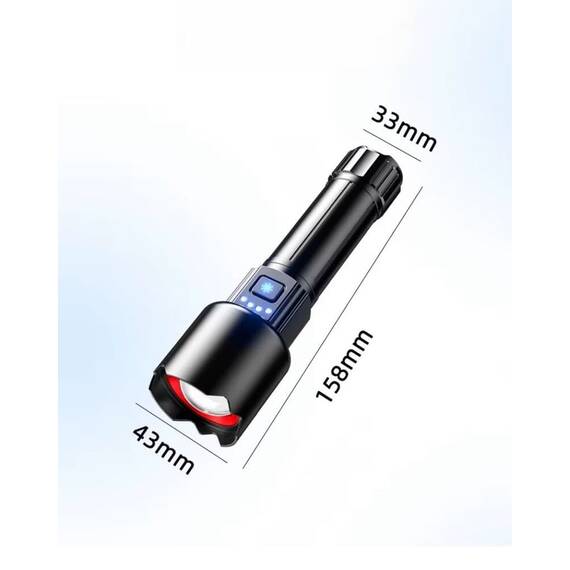 Lanterna portabila reincarcabila, din aliaj de aluminiu, cu 3 moduri de iluminare QD977 : Culoare - negru - 9- Roveli