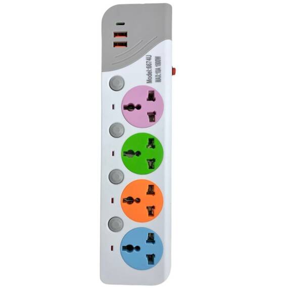 Prelungitor cu 4/5 prize UK, cablu 3 metri, 2 USB A, 1 USC C, 2500W : Marime - 4 prize - 3- Roveli