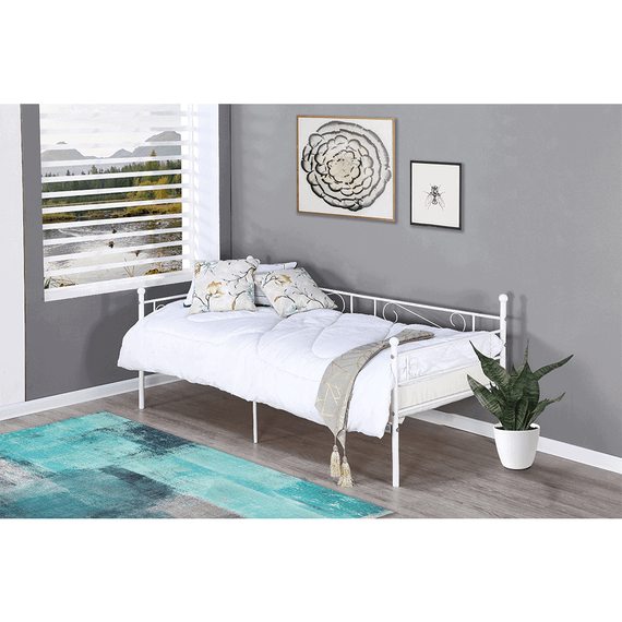 Pat din metal - de o persoana, alb, 90x200, ROZALI - 2- Roveli