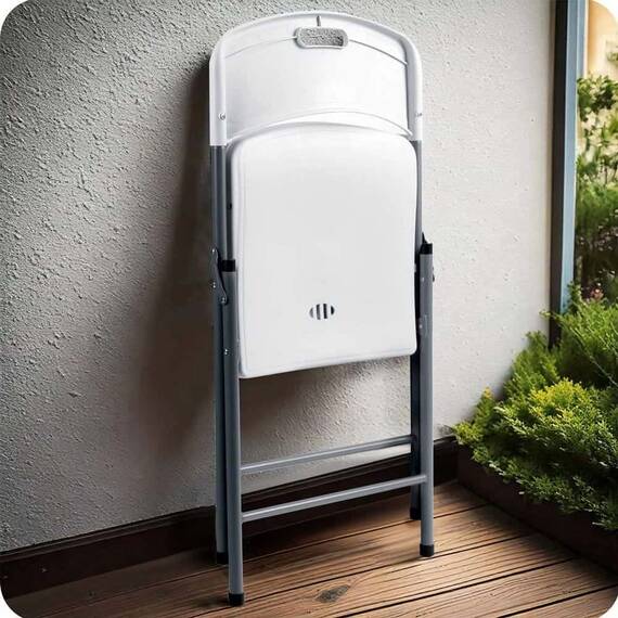 ​Set scaune de gradina pliante DacEnergy©, cadru din otel, cu maner de transport, design confortabil si ergonomic, sarcina maxima 200 kg, 80 x 50 x 46 cm, 4 bucati, alb - 4- Roveli