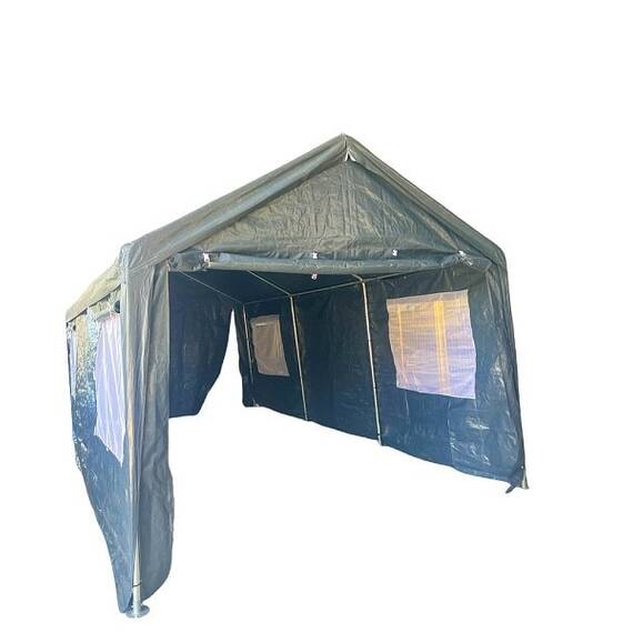 Pavilion multifunctional tip garaj DacEnergy©, depozitare, evenimente, cu ferestre, ambele capete detasabile, cadru metalic din otel, prelata rezistenta, utilizare in fiecare sezon, 3 x 6 x 2.75 m - 2- Roveli