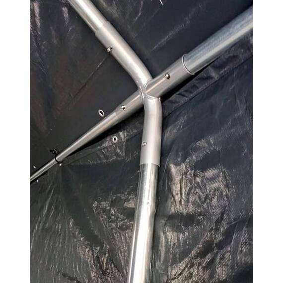 Pavilion multifunctional tip garaj DacEnergy©, depozitare, evenimente, cu ferestre, ambele capete detasabile, cadru metalic din otel, prelata rezistenta, utilizare in fiecare sezon, 3 x 6 x 2.75 m - 8- Roveli