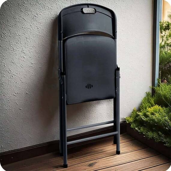 Set scaune de gradina pliante DacEnergy©, cadru din otel, cu maner de transport, design confortabil si ergonomic, sarcina maxima 200 kg, 80 x 50 x 46 cm, 2 bucati, negru - 6- Roveli